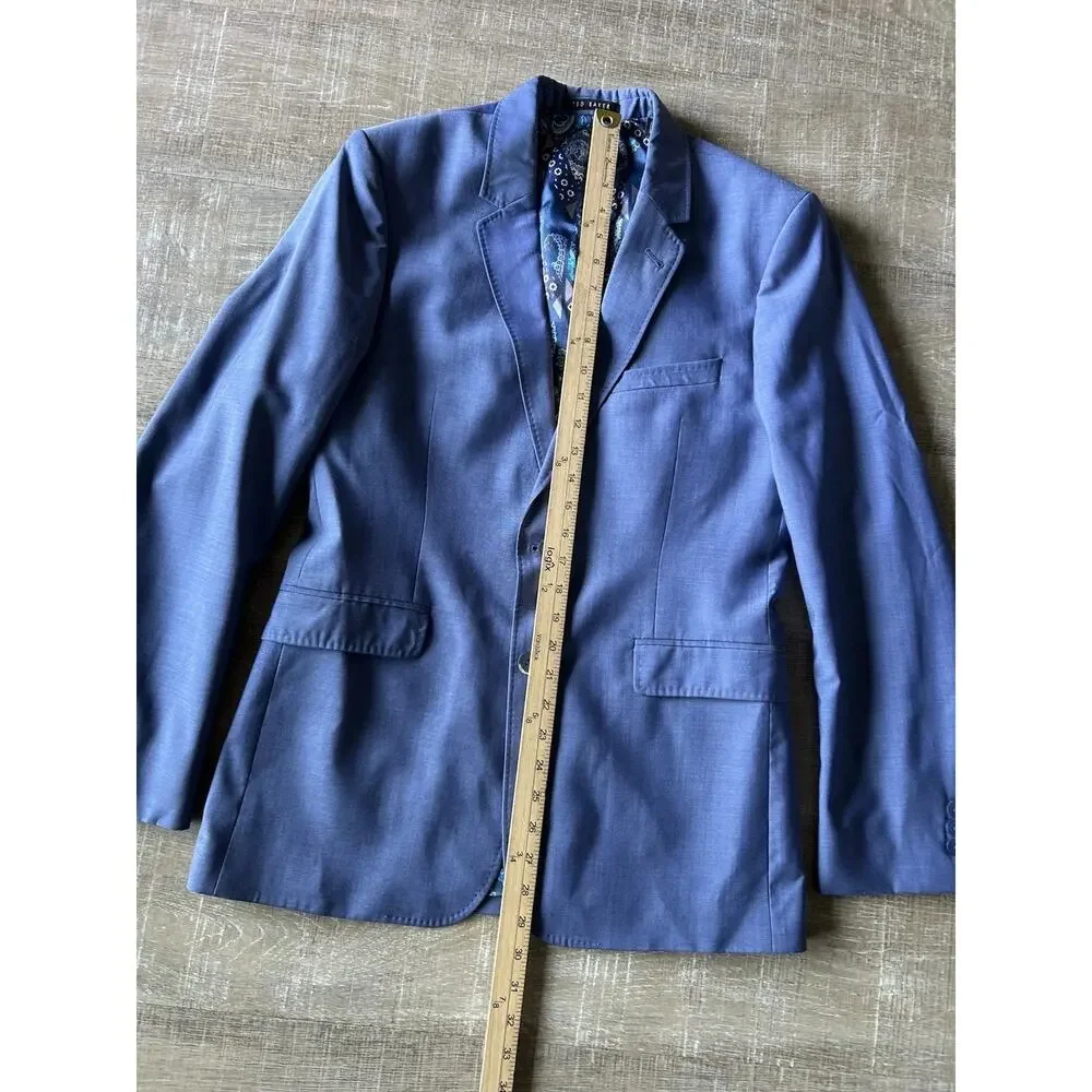 Ted Baker London Sport Coat Mens 38R Blue Wool Blazer Paisley Lining Jacket EUC